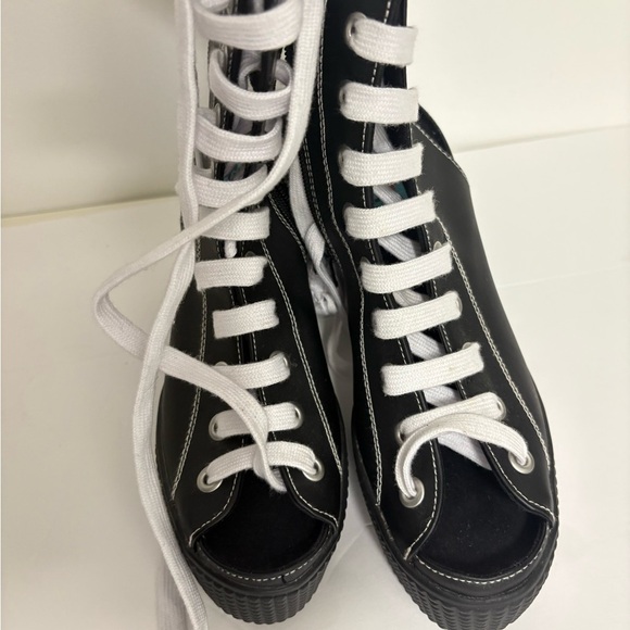 Replay Black and White Lace-Up Platform Boots - Picture 5 of 8